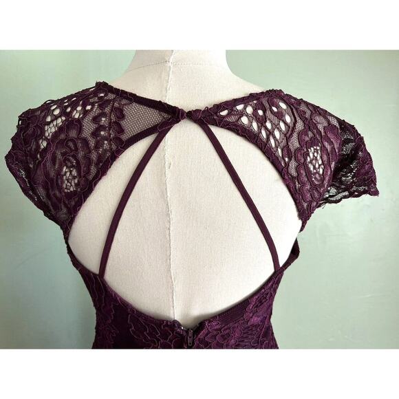Francesca’s Beautiful Womens Deep Purple Lace Dress With Zipper Closure NWT XS - Picture 6 of 8